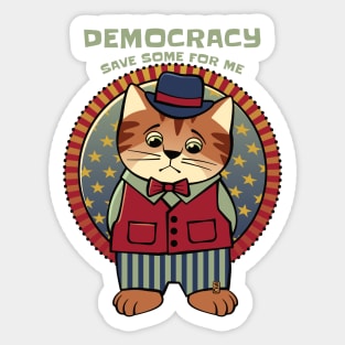 Save Democracy Patriotic Cat Sticker